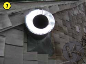 3. Trim sheet metal to a donut with tabs that are about 3/8” inside the dimention of the inner and outer pipes.