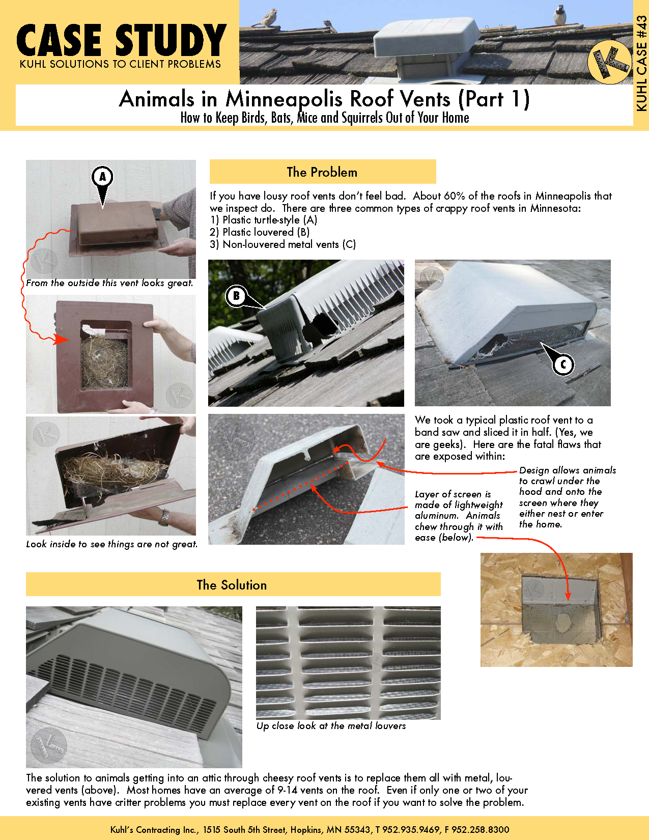 Animals in Minneapolis Roof Vents (Part 1): How to Keep Critters Out of Your Home